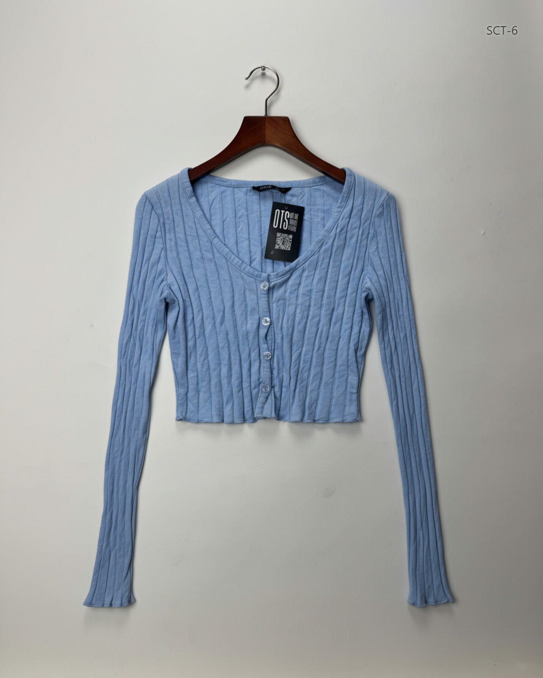 Shop Premium Summer Crop Tops by Shein | Preloved Branded Clothes | SkyBlue COTTON | Womens | OTS Thrift Store Islamabad Pakistan