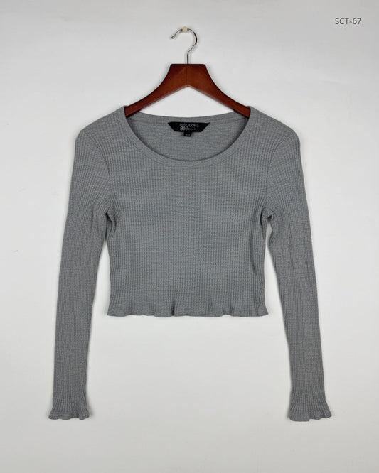 Summer Crop Tops | New Look | Preloved Branded | Gray Cotton | Premium | OTS Thrift Store Islamabad Pakistan