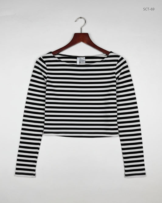 Shop Premium Summer Crop Tops by H&M | Preloved Branded Clothes | Black & White Cotton | Womens | OTS Thrift Store Karachi Pakistan