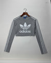 Shop Premium Summer Crop Tops by Adidas | Preloved Branded Clothes | Grey Cotton | Womens | OTS Thrift Store Lahore Pakistan
