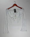 Summer Crop Tops | CUT LABEL | Preloved Branded | White Polyester | Premium | OTS Thrift Store Karachi Pakistan