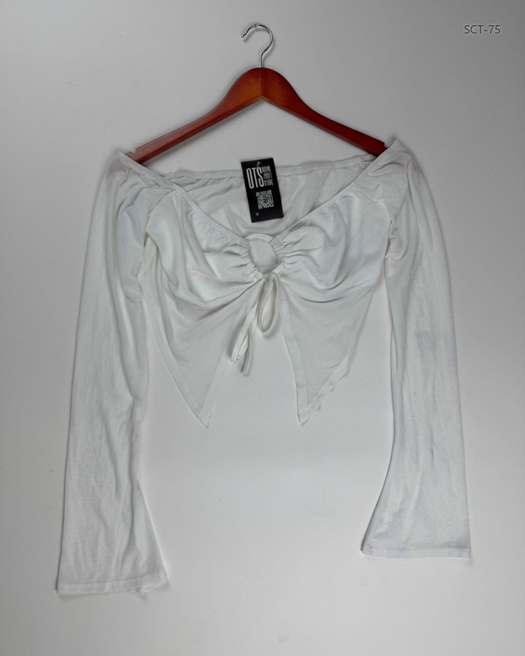 Summer Crop Tops | CUT LABEL | Preloved Branded | White Polyester | Premium | OTS Thrift Store Karachi Pakistan