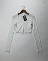 Shop Premium Summer Crop Tops by Cut Label | Preloved Branded Clothes | White Polyester | Womens | OTS Thrift Store Islamabad Pakistan