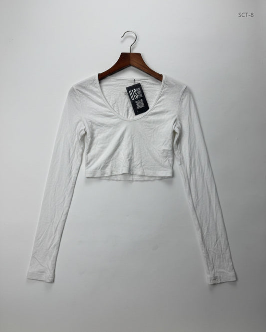 Shop Premium Summer Crop Tops by Cut Label | Preloved Branded Clothes | White Polyester | Womens | OTS Thrift Store Islamabad Pakistan