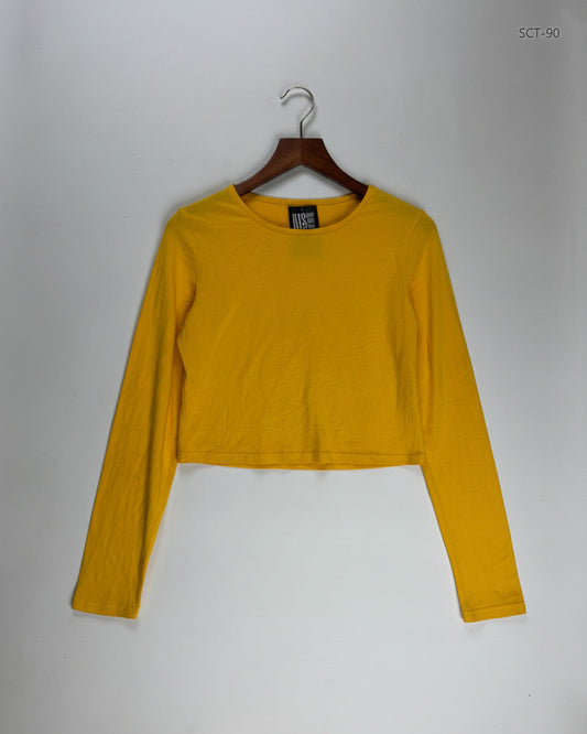 Secondhand Branded Summer Crop Tops by Cut Label, Yellow Polyester fabric, Premium condition, for Womens - Online Thrift Shop Lahore Pakistan