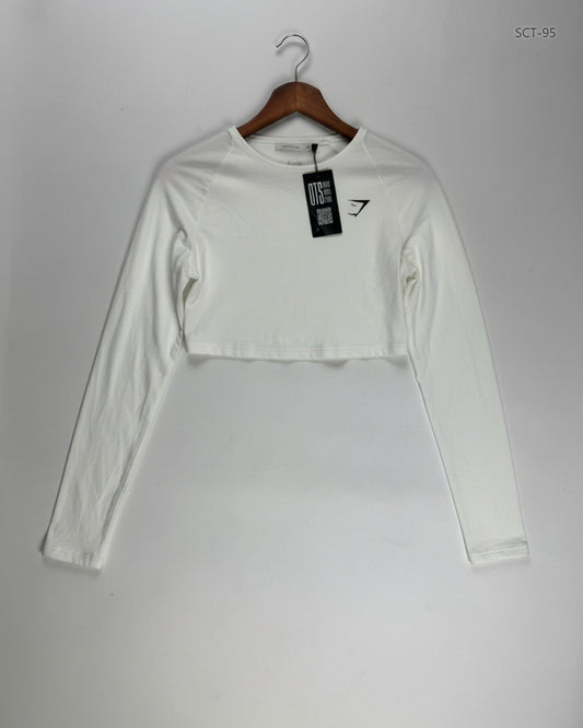 Summer Crop Tops | GYMSHARK | Preloved Branded | White Polyester | Excellent | OTS Thrift Store Lahore Pakistan