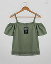 Girls Summer Tops | Primark | Preloved Branded | Olive Polyester | Premium | OTS Thrift Store Peshawar Pakistan