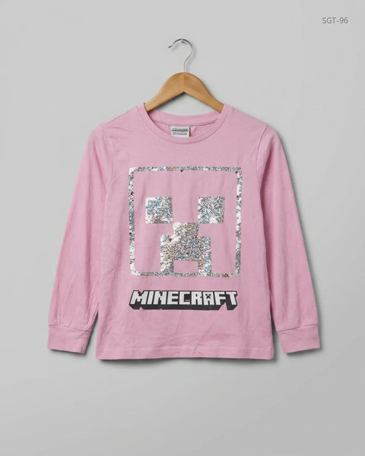 UK Imported secondhand Girls Summer Tops - MINECRAFT brand, Pink Cotton, Premium condition, for Girls - Online Thrift Store Peshawar Pakistan
