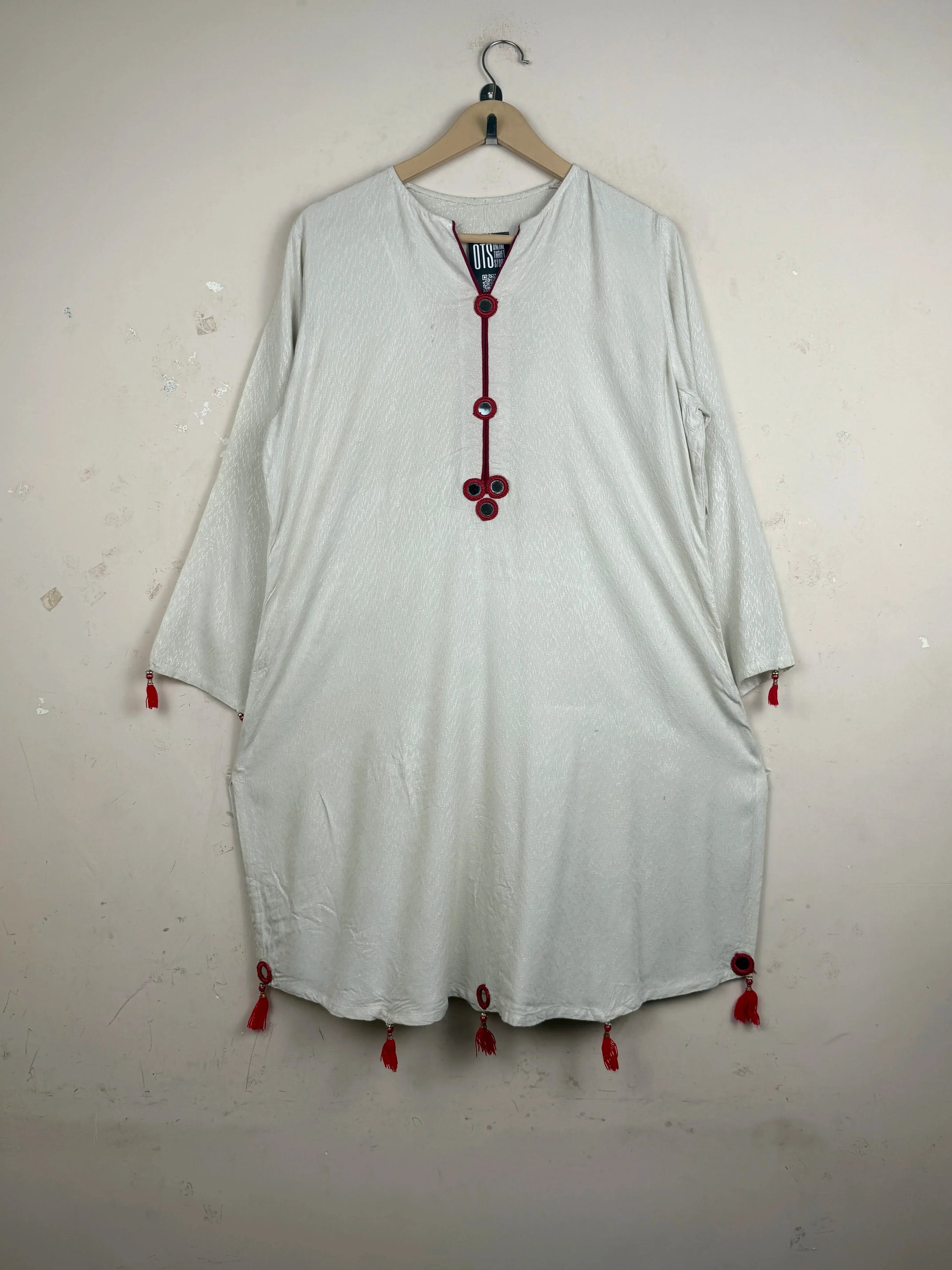 Premium Condition Summer Kurti | Preloved CUT LABEL | Beige Lilen | Thrift Shop for Womens Lahore Pakistan | OTS