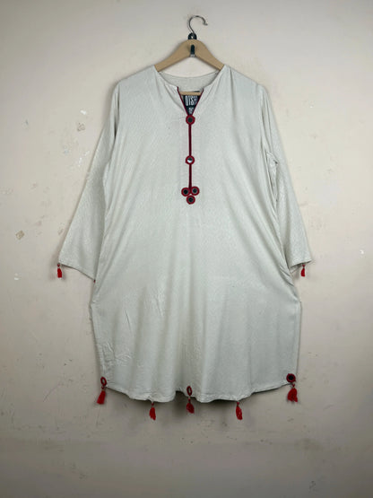 Premium Condition Summer Kurti | Preloved CUT LABEL | Beige Lilen | Thrift Shop for Womens Lahore Pakistan | OTS