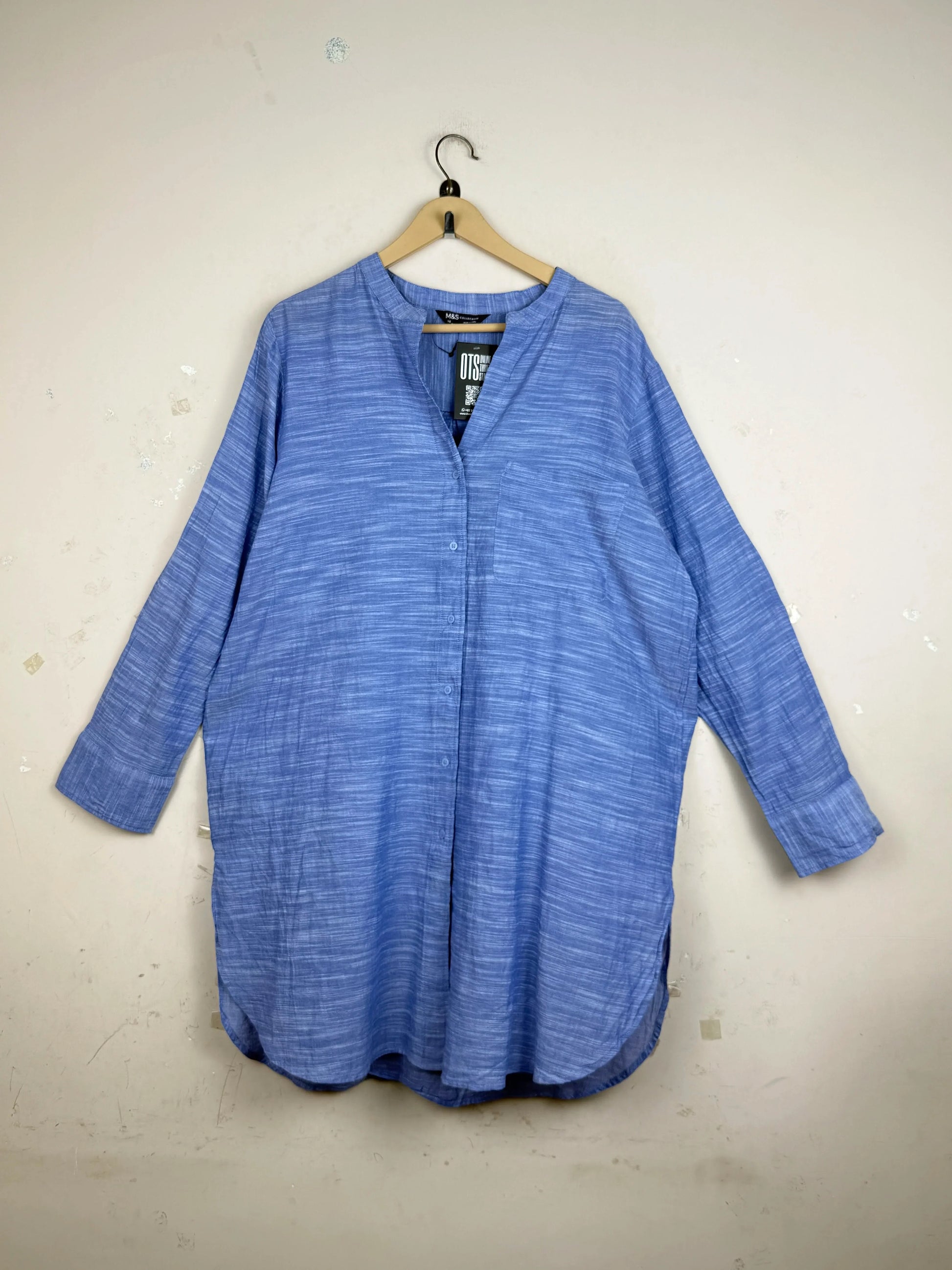 UK Imported secondhand Summer Kurti - Marks & Spencer brand, SkyBlue Cotton, Premium condition, for Womens - Online Thrift Store Peshawar Pakistan
