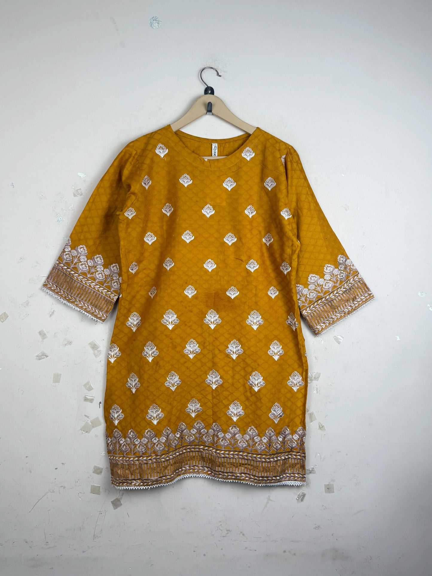Preloved Premium Summer Kurti by RANGOLI, Mustered Cotton for Womens - OTS Thrift Shop Lahore Pakistan