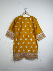Preloved Premium Summer Kurti by RANGOLI, Mustered Cotton for Womens - OTS Thrift Shop Lahore Pakistan