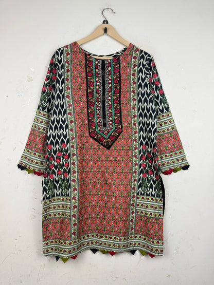 UK Imported secondhand Summer Kurti - Unknown brand, Black LAWN, Premium condition, for Womens - Online Thrift Store Islamabad Pakistan