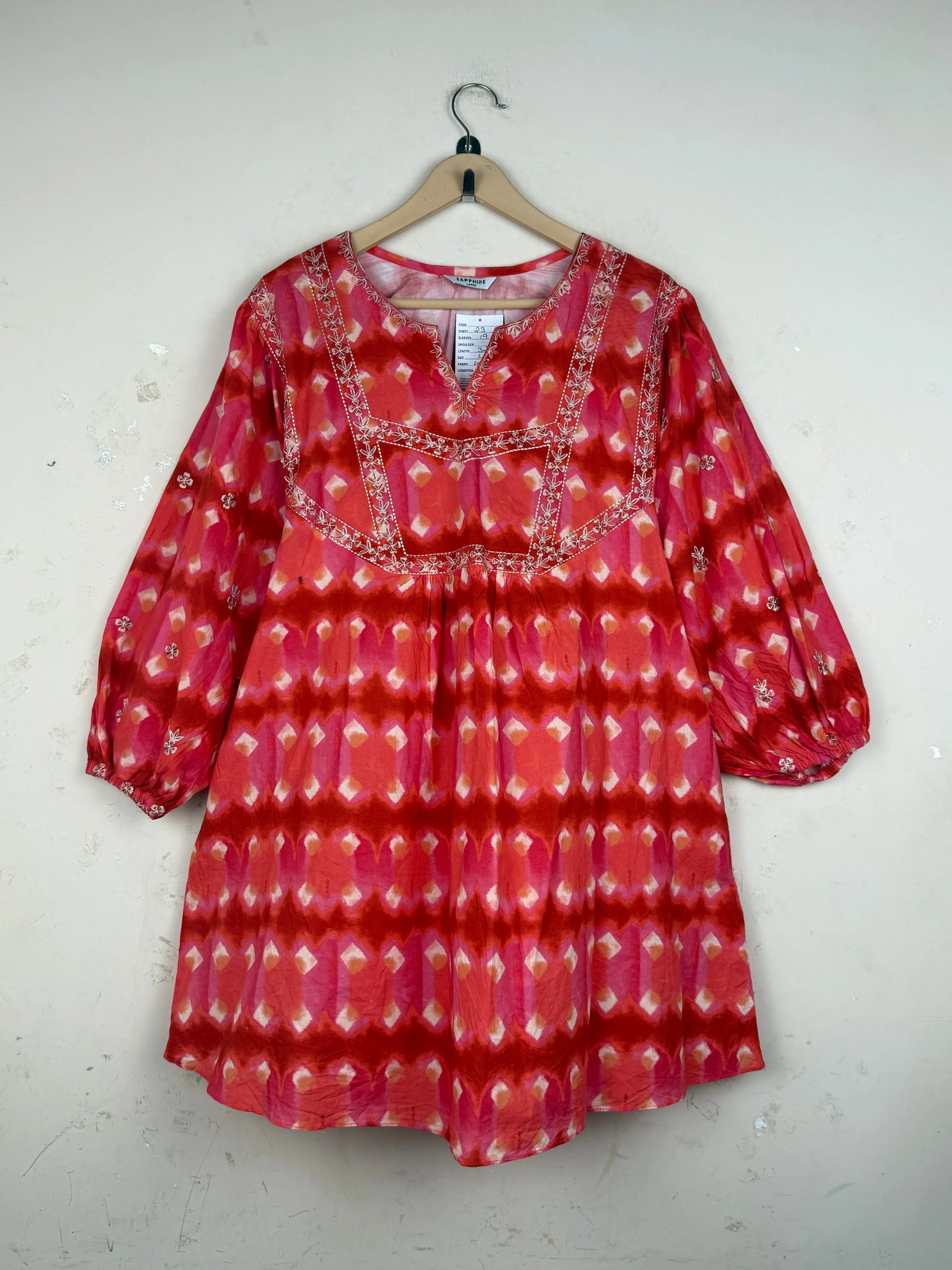 UK Imported secondhand Summer Kurti - SAPPHIRE brand, Orange LAWN, Premium condition, for Womens - Online Thrift Store Karachi Pakistan