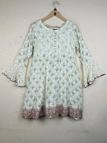 Preloved Premium Summer Kurti by Unknown, OffWhite LAWN for Womens - OTS Thrift Shop Islamabad Pakistan
