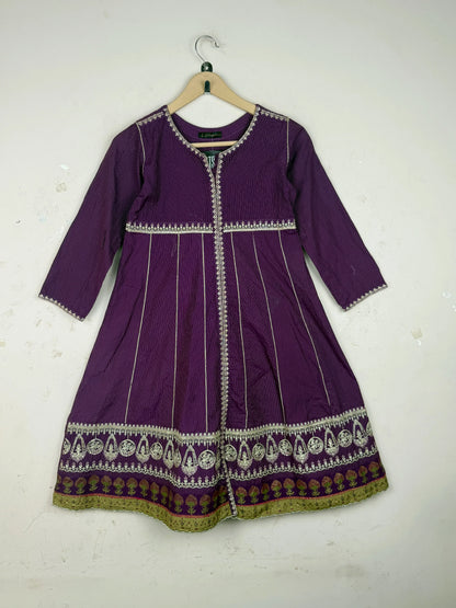 Preloved Premium Summer Kurti by J., Purple LAWN for Womens - OTS Thrift Shop Karachi Pakistan