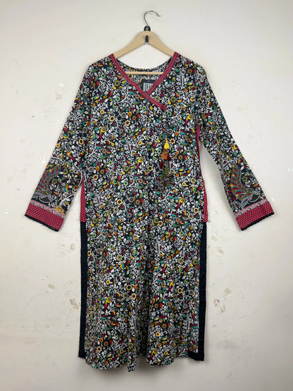 UK Imported secondhand Summer Kurti - Almirah brand, Black Lawn, Premium condition, for Womens - Online Thrift Store Peshawar Pakistan