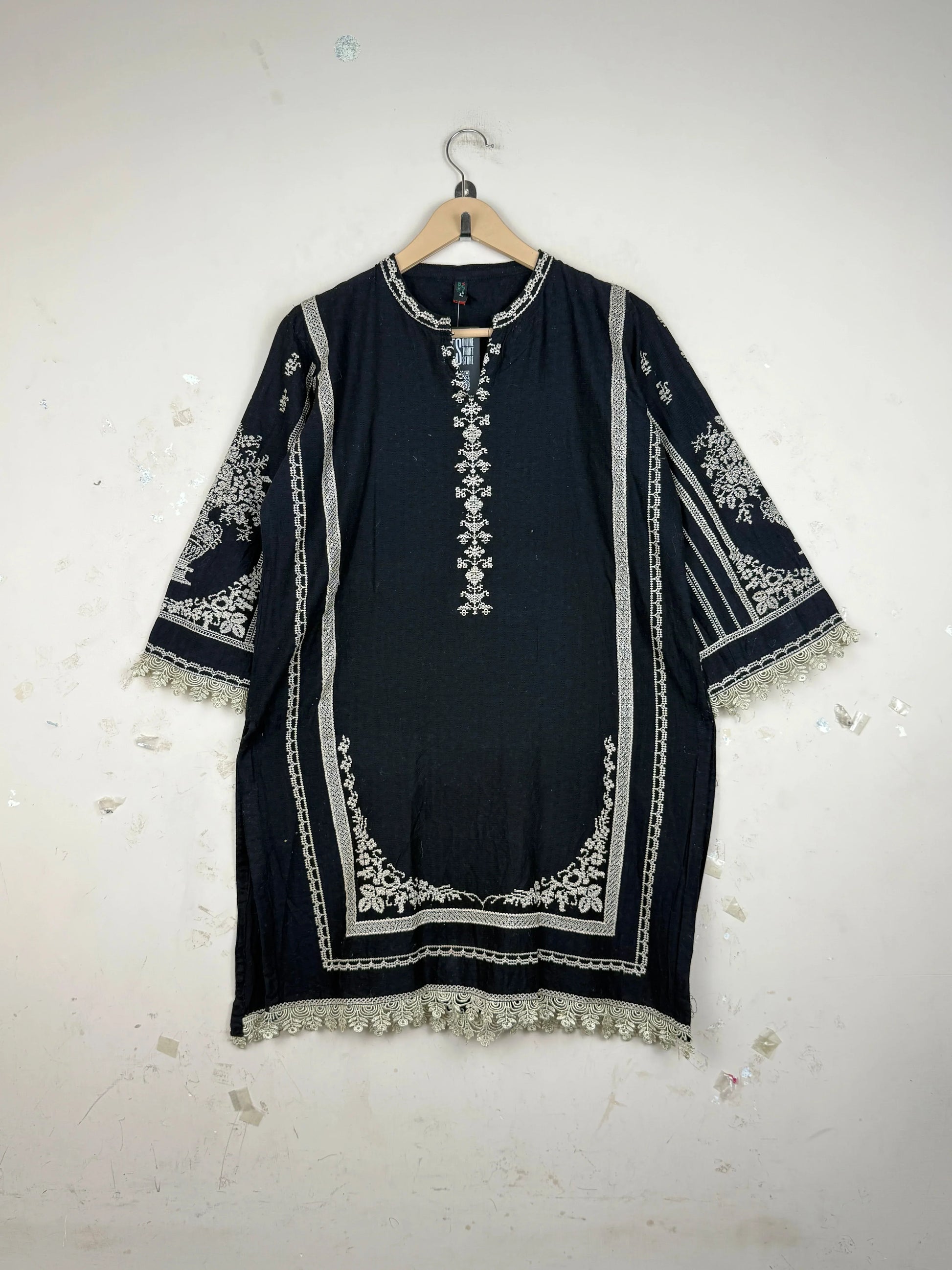 Premium Condition Summer Kurti | Preloved Dars Fabrics | Black Cotton | Thrift Shop for Womens Islamabad Pakistan | OTS