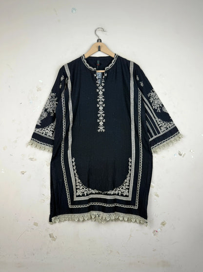 Premium Condition Summer Kurti | Preloved Dars Fabrics | Black Cotton | Thrift Shop for Womens Islamabad Pakistan | OTS