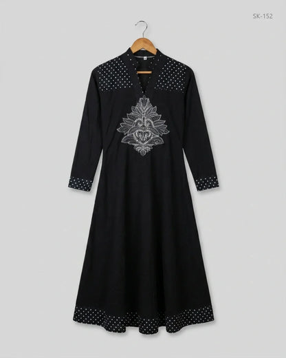 Preloved Excellent Summer Kurti by CUT LABEL, Black Lawn for Womens - OTS Thrift Shop Peshawar Pakistan