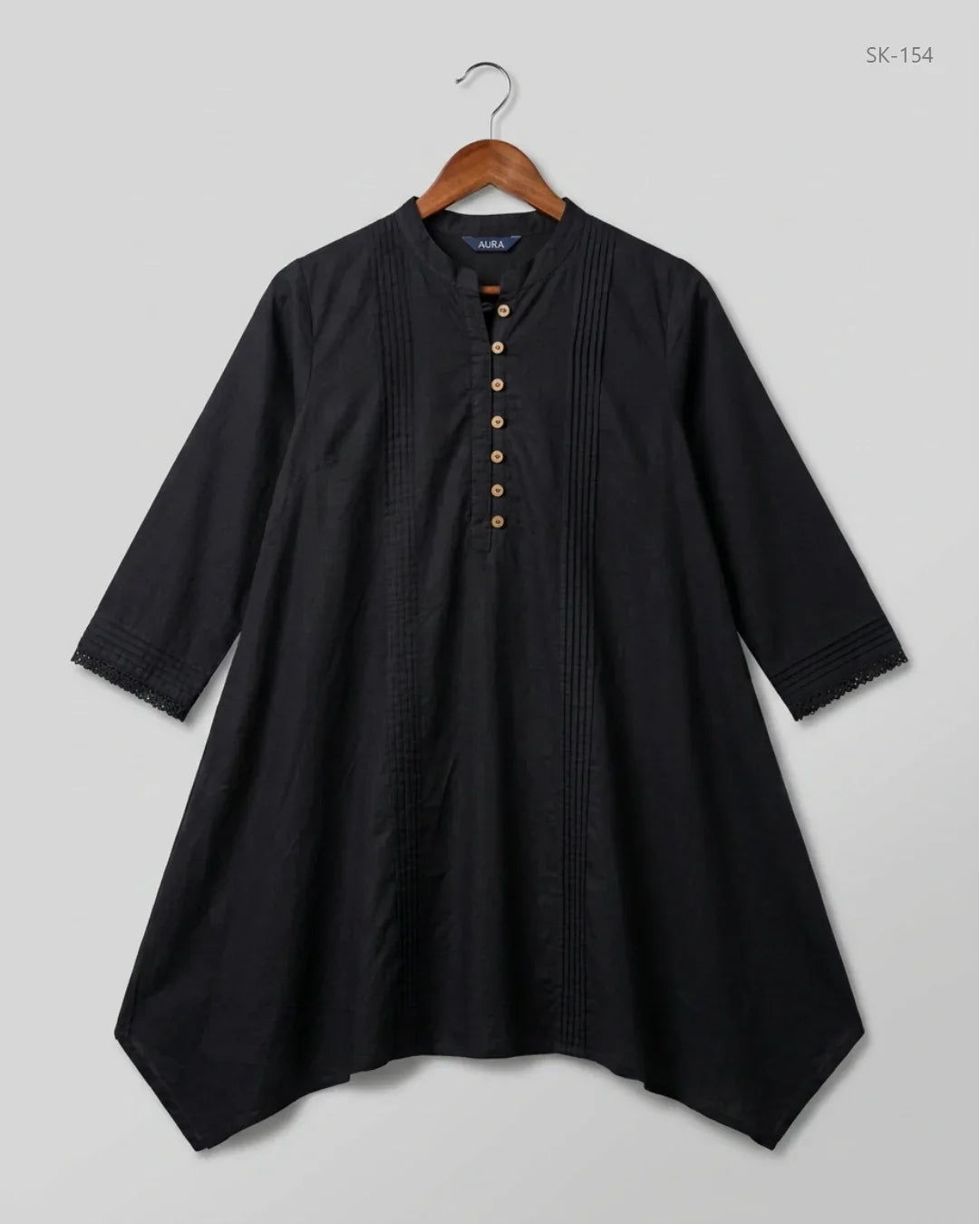 Secondhand Branded Summer Kurti by EGO, Black Lawn fabric, Premium condition, for Womens - Online Thrift Shop Islamabad Pakistan