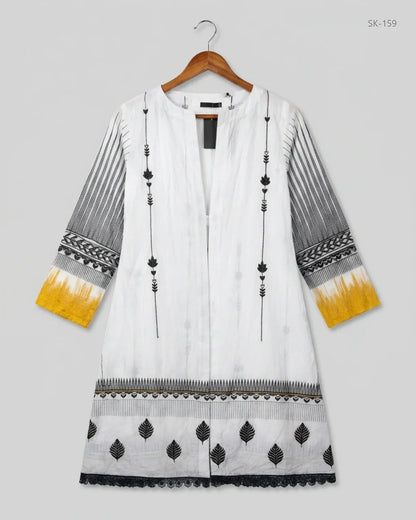 Excellent Condition Summer Kurti | Preloved ZARA SHAHZAMAL | Black & White Lawn | Thrift Shop for Womens Peshawar Pakistan | OTS