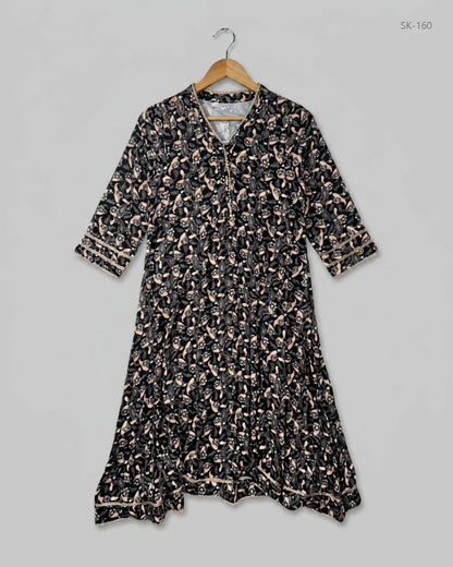 Secondhand Branded Summer Kurti by CUT LABEL, Black Cotton fabric, Premium condition, for Womens - Online Thrift Shop Peshawar Pakistan