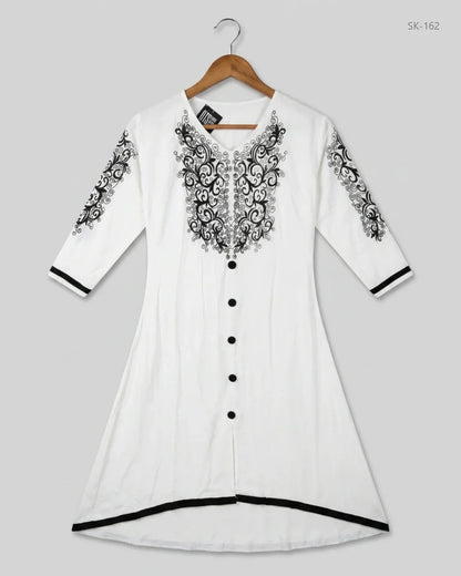 Shop Excellent Summer Kurti by CUT LABEL | Preloved Branded Clothes | Black & White Lawn | Womens | OTS Thrift Store Peshawar Pakistan