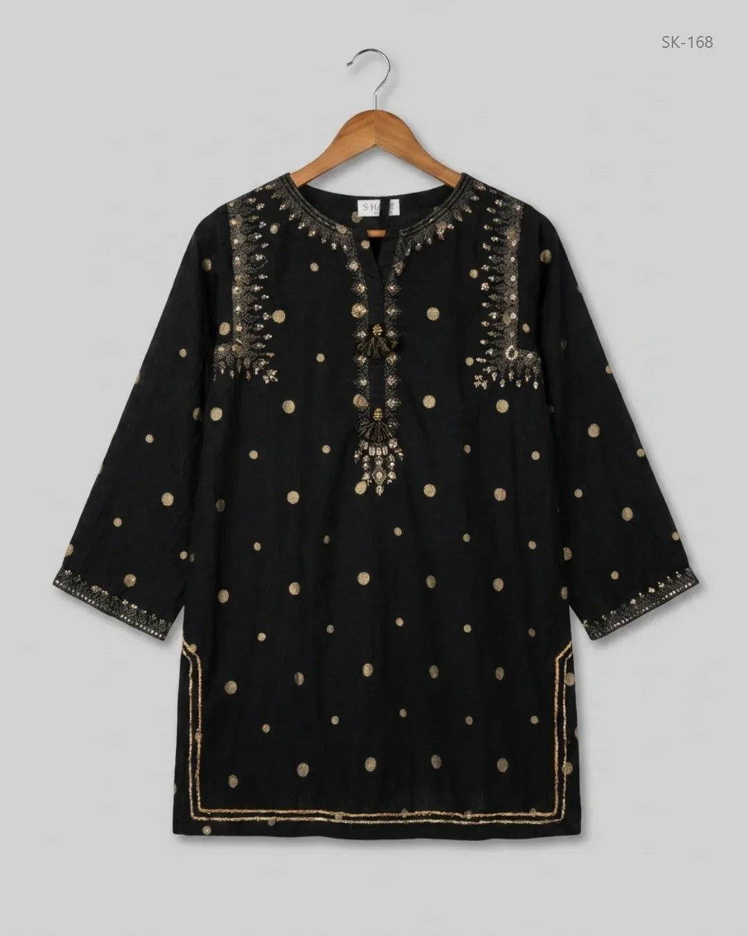 Shop Excellent Summer Kurti by SOHAYE | Preloved Branded Clothes | Black SOFT-Cotton | Womens | OTS Thrift Store Peshawar Pakistan