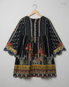 UK Imported secondhand Printed Summer Kurti - CUT LABEL brand, Black Lawn, Excellent condition, for Womens - Online Thrift Store Islamabad Pakistan