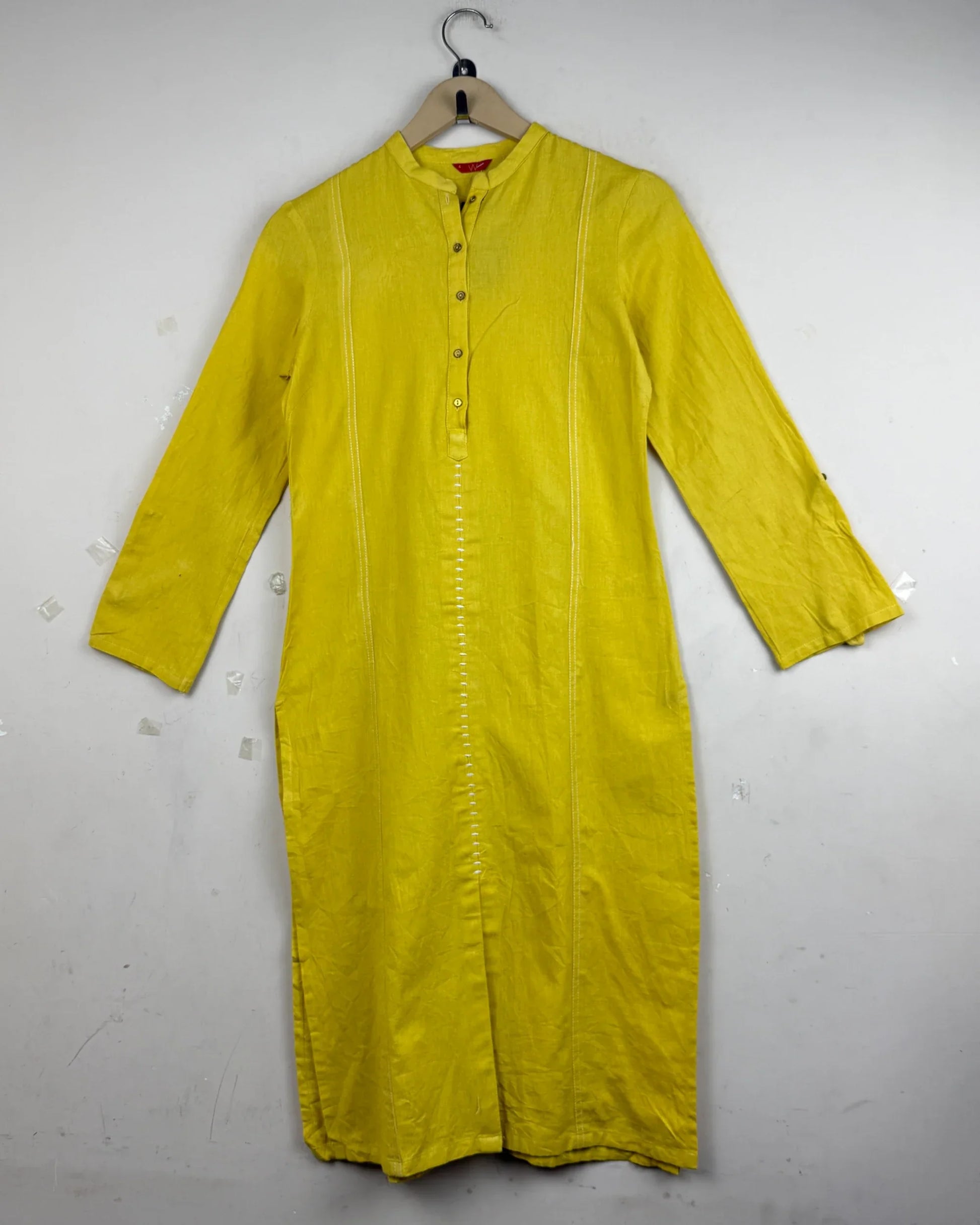 UK Imported secondhand Summer Kurti - W brand, Yellow Cotton, Premium condition, for - Online Thrift Store Islamabad Pakistan
