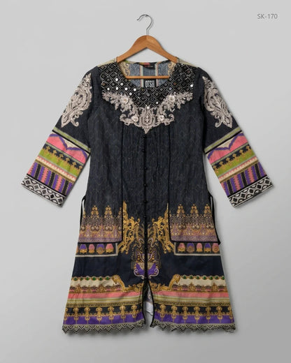 Shop Excellent Summer Kurti by ALLYS | Preloved Branded Clothes | Black Lawn | Womens | OTS Thrift Store Peshawar Pakistan