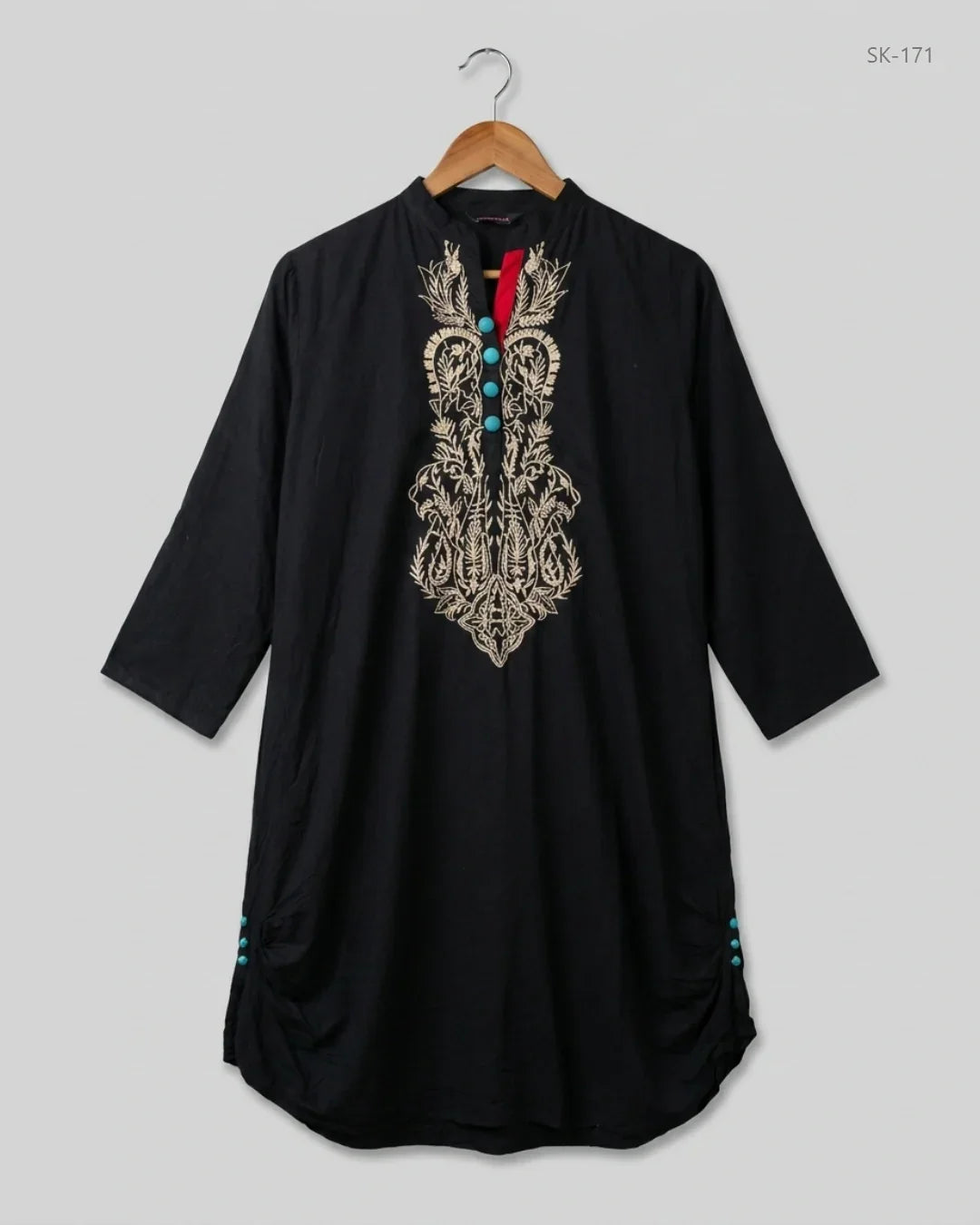 Summer Kurti | DAMAK | Preloved Branded | Black Lelin | Premium | OTS Thrift Store Islamabad Pakistan