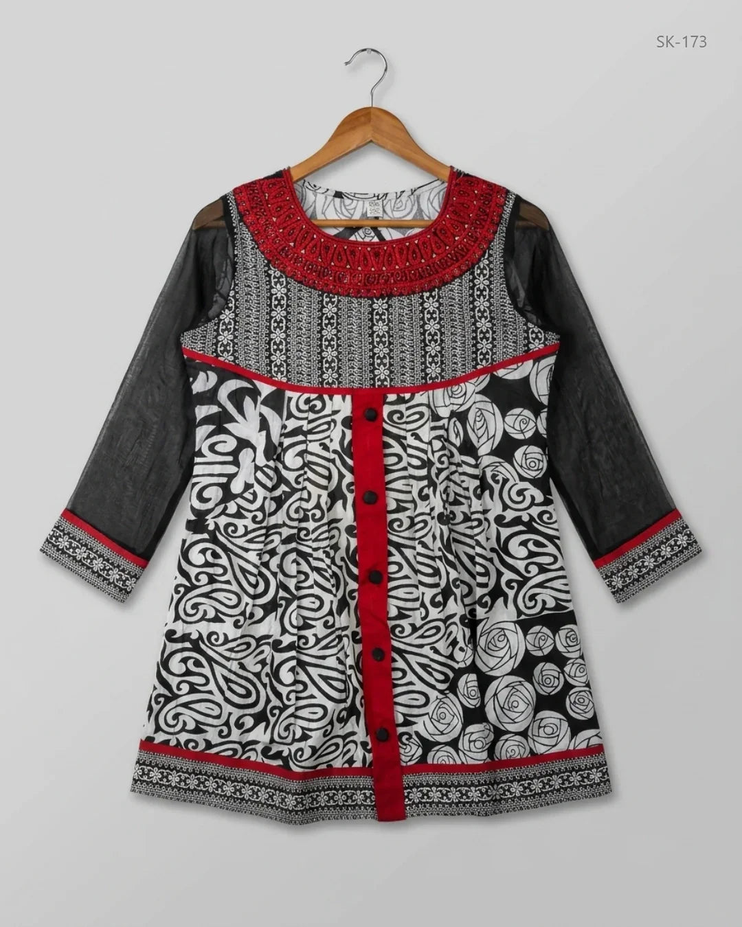 UK Imported secondhand Summer Kurti - CUT LABEL brand, Black Lawn, GOOD condition, for Womens - Online Thrift Store Peshawar Pakistan