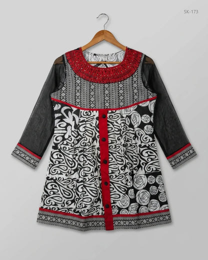 UK Imported secondhand Summer Kurti - CUT LABEL brand, Black Lawn, GOOD condition, for Womens - Online Thrift Store Peshawar Pakistan