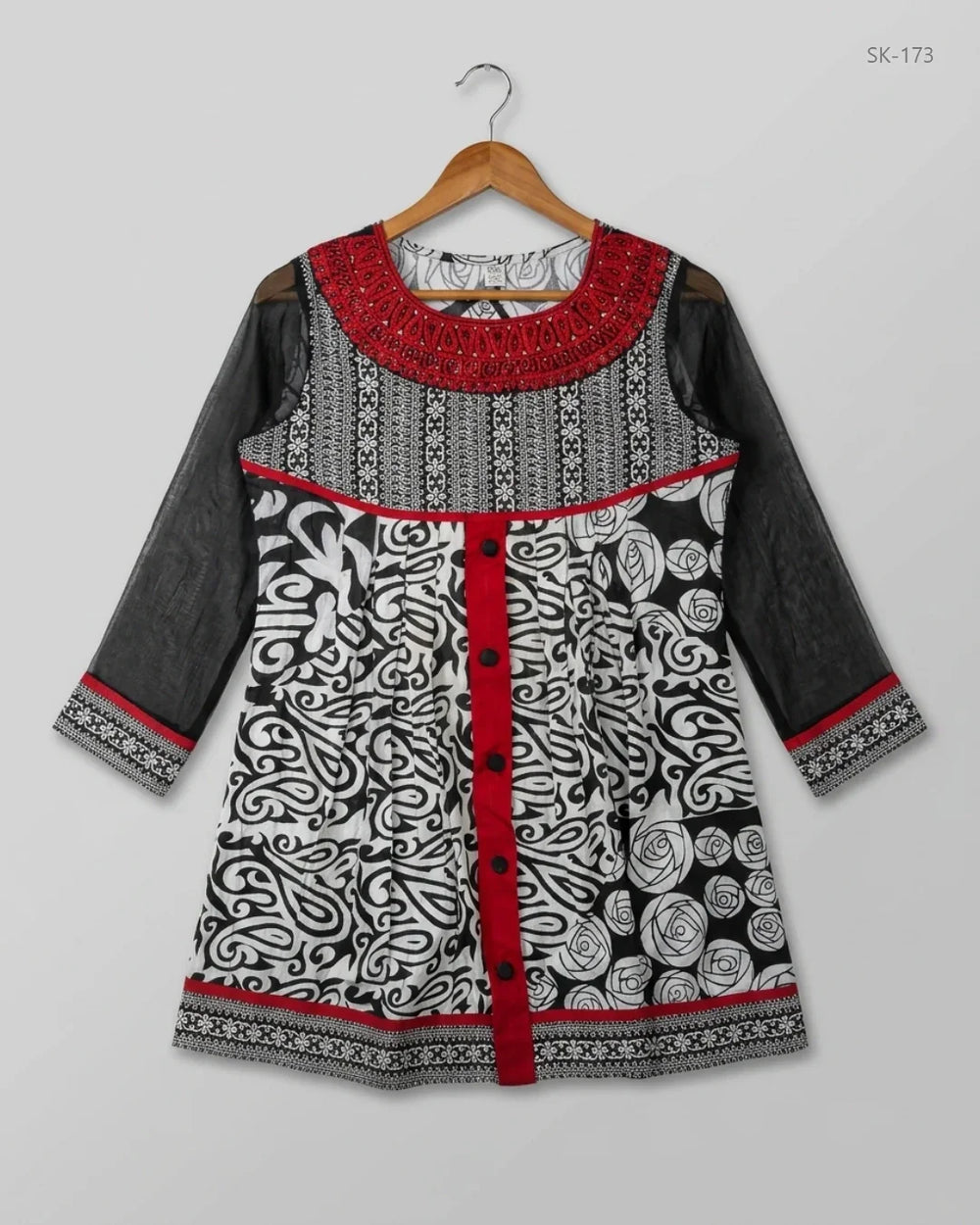 UK Imported secondhand Summer Kurti - CUT LABEL brand, Black Lawn, GOOD condition, for Womens - Online Thrift Store Peshawar Pakistan