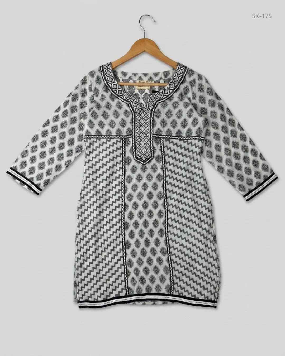 Preloved Premium Summer Kurti by RUPALI, Black & White LAWN for Womens - OTS Thrift Shop Islamabad Pakistan