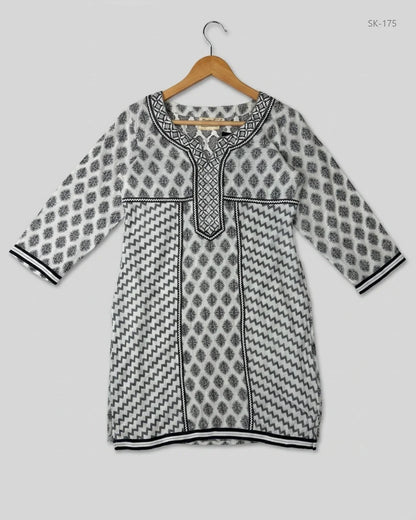 Preloved Premium Summer Kurti by RUPALI, Black & White LAWN for Womens - OTS Thrift Shop Islamabad Pakistan