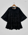 Secondhand Branded Summer Kurti by CUT LABEL, Black Polyester - Velvet fabric, Premium condition, for Womens - Online Thrift Shop Karachi Pakistan