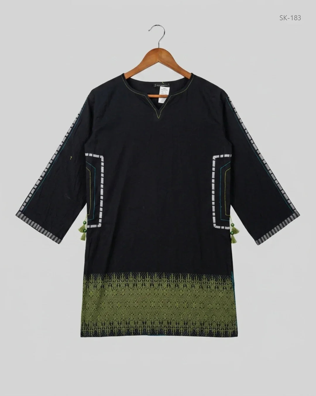 UK Imported secondhand Summer Kurti - J. PRET brand, Black Cotton, Premium condition, for Womens - Online Thrift Store Islamabad Pakistan