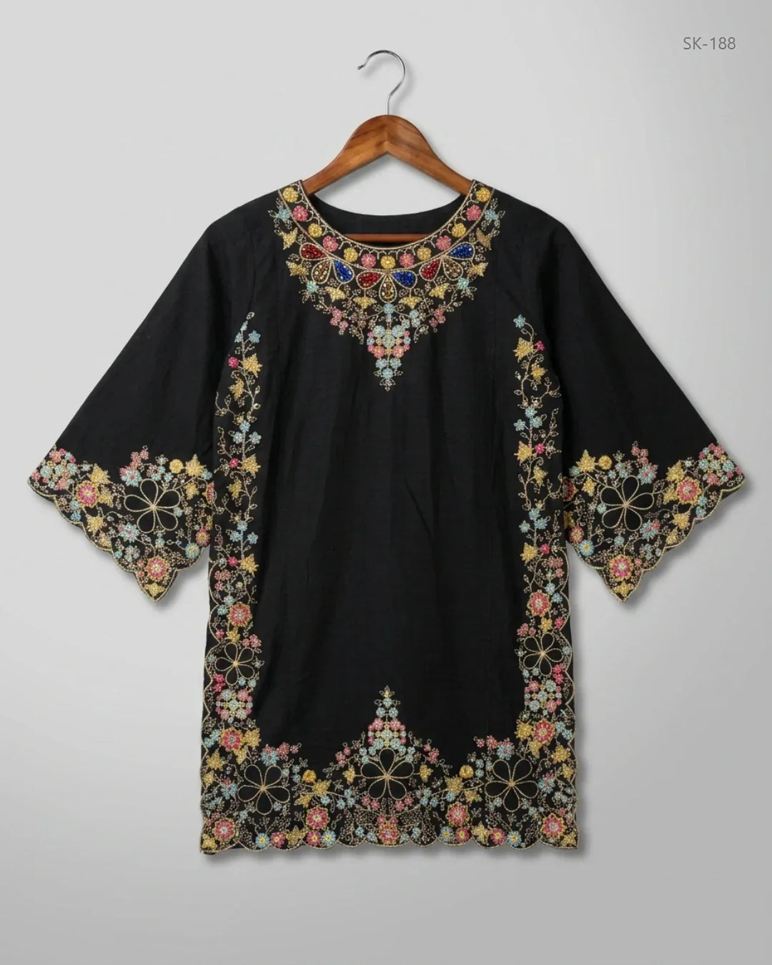 Shop Excellent Summer Kurti by CUT LABEL | Preloved Branded Clothes | Black Cotton | Womens | OTS Thrift Store Lahore Pakistan