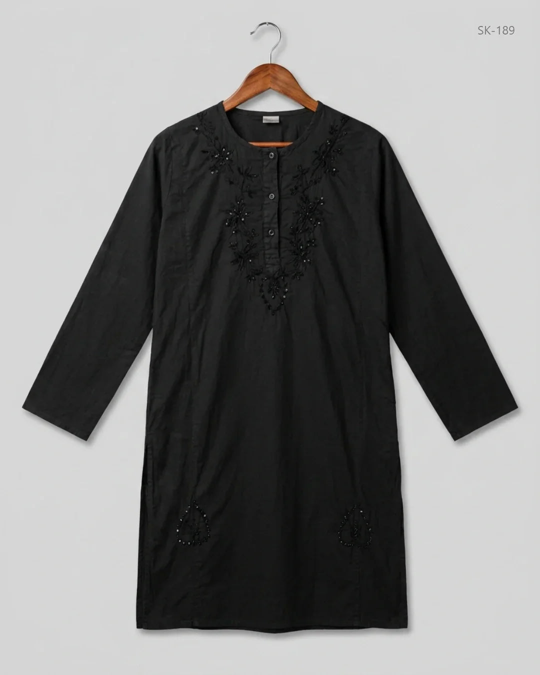 UK Imported secondhand Summer Kurti - CUT LABEL brand, Black Lawn, Excellent condition, for Womens - Online Thrift Store Karachi Pakistan