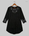 Secondhand Branded Summer Kurti by SJ, Black Cotton fabric, Premium condition, for Womens - Online Thrift Shop Lahore Pakistan