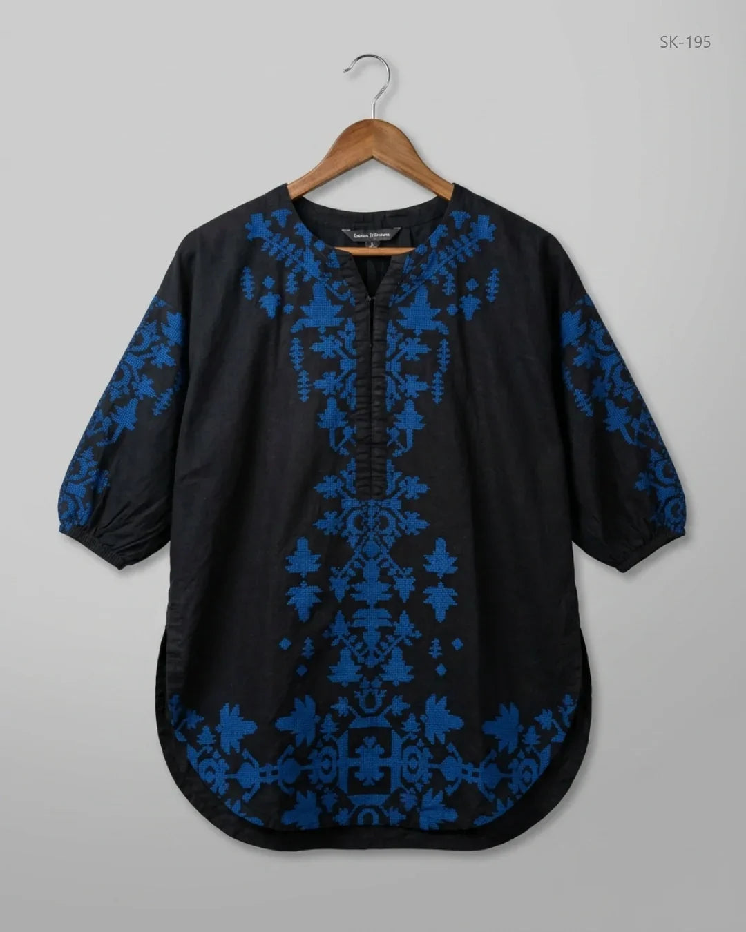 UK Imported secondhand Printed Summer Kurti - KHAADI brand, Black Lawn, Premium condition, for Womens - Online Thrift Store Peshawar Pakistan