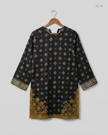 Shop Excellent Summer Kurti by SAPPHIRE | Preloved Branded Clothes | Black Cotton | Womens | OTS Thrift Store Islamabad Pakistan