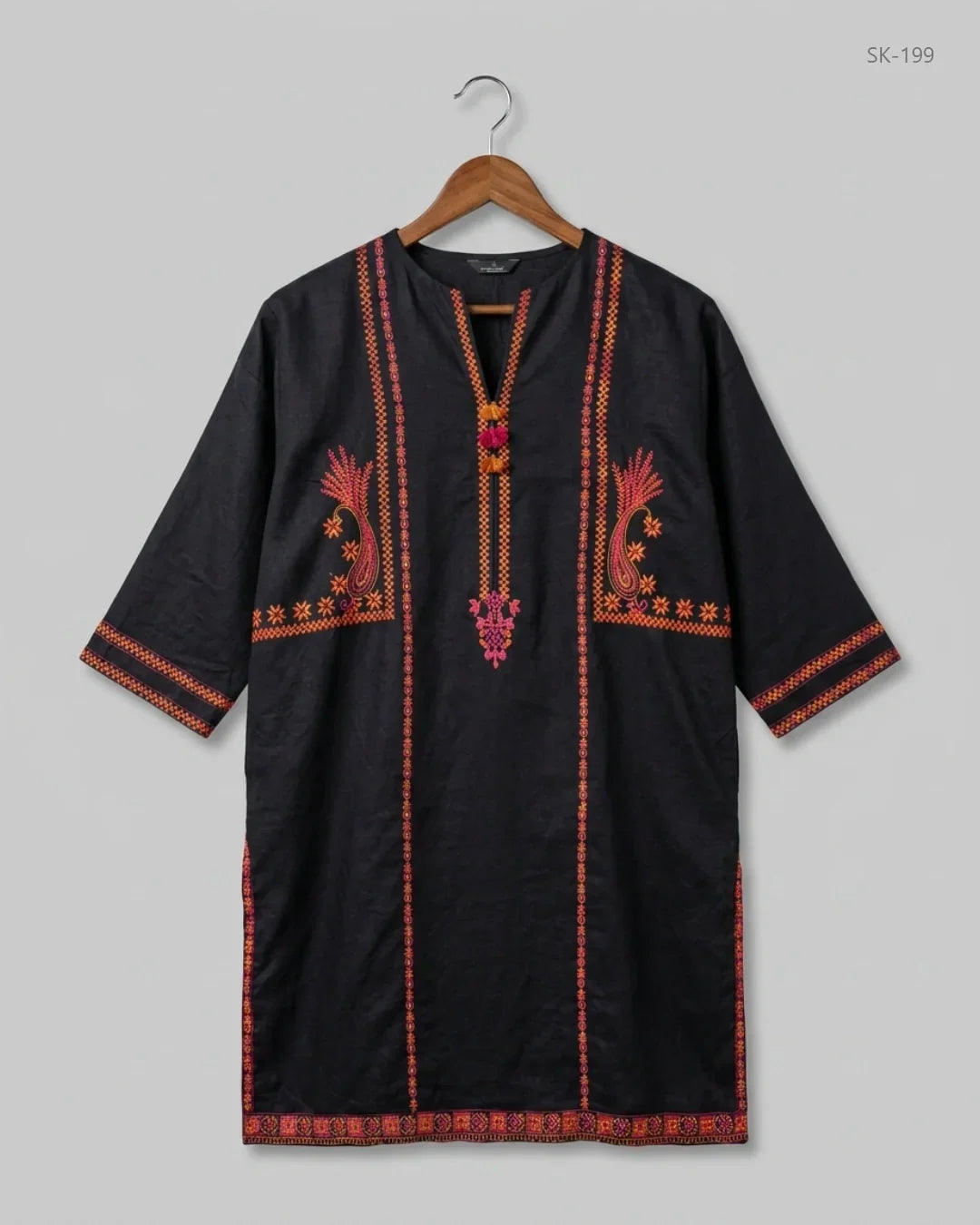 UK Imported secondhand Summer Kurti - SAPPHIRE brand, Black Lawn, Premium condition, for Womens - Online Thrift Store Peshawar Pakistan