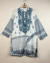 Secondhand Branded Summer Kurti by Arfa Riwaj, White Lawn fabric, Premium condition, for - Online Thrift Shop Lahore Pakistan