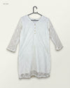 Secondhand Branded Summer Kurti by UMAN, White NET COTTON fabric, Premium condition, for Womens - Online Thrift Shop Karachi Pakistan