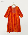 Preloved Premium Summer Kurti by CUT LABEL, Orange Cotton for Womens - OTS Thrift Shop Peshawar Pakistan
